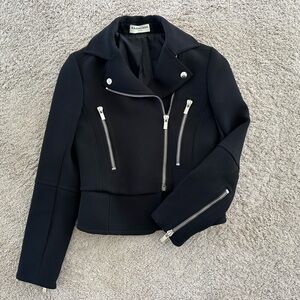 Balenciaga Black biker-Style Jacket with Silver Hardware, XS excellent condition